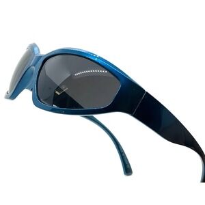 Sunglasses Blue Frame Black Lens Shield Sporty Fashion Outdoor UV400 Protection‎